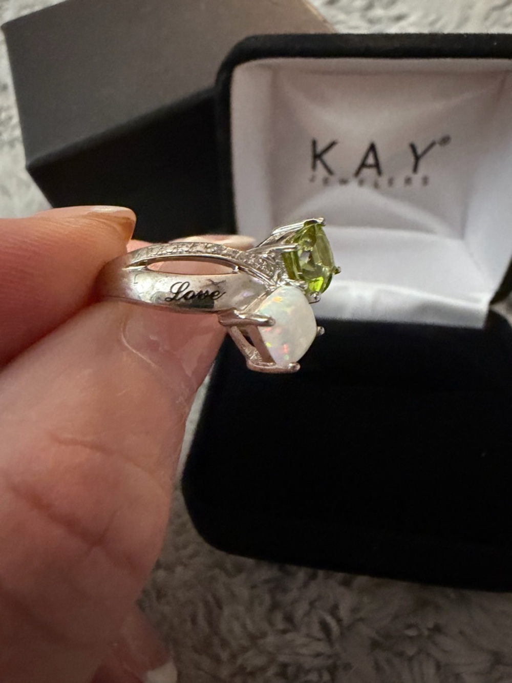 KAY Jewelers Peridot and Tourmaline Stone Ring Sterling Silver personalized - Picture 7 of 8